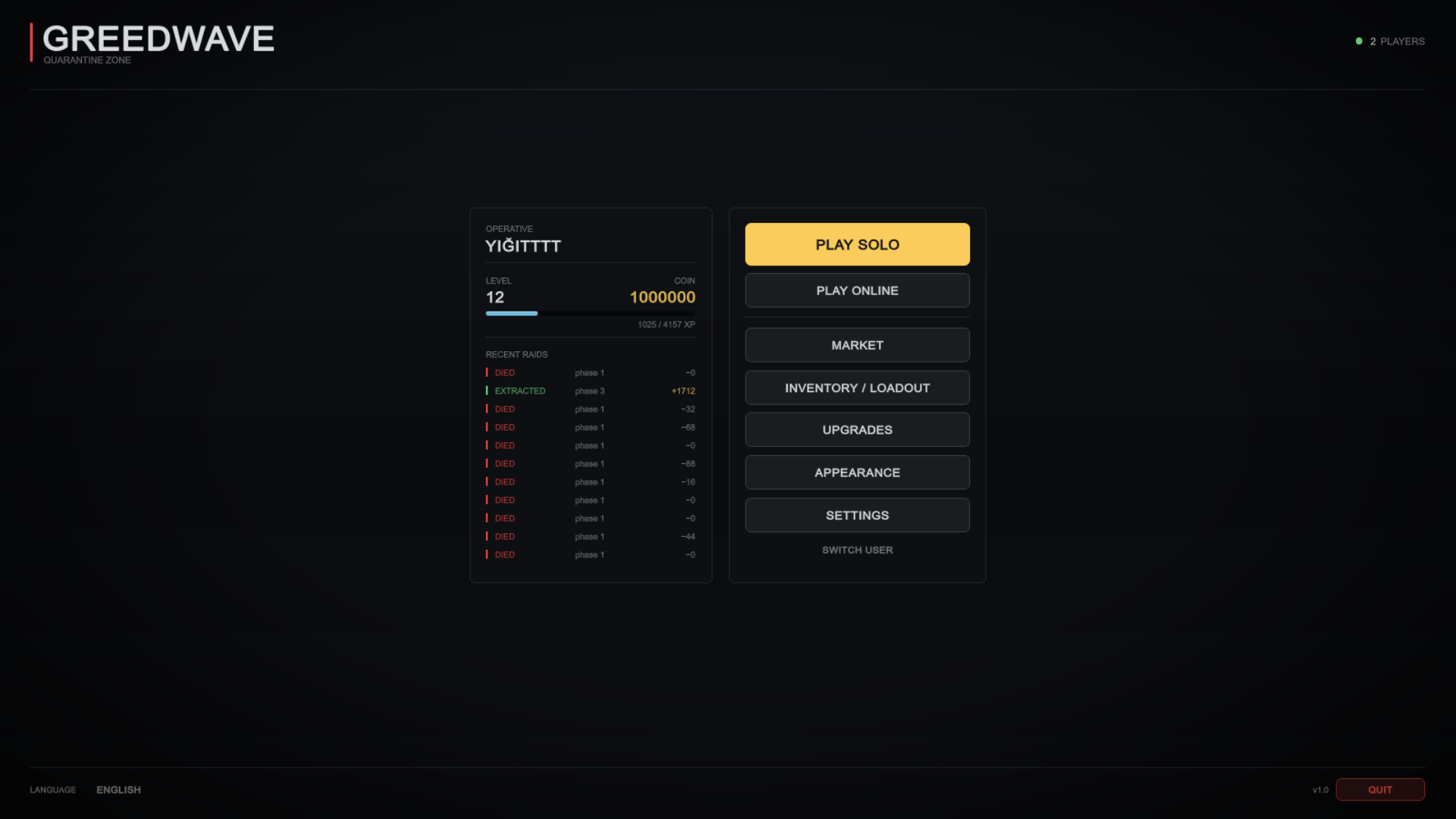Main menu